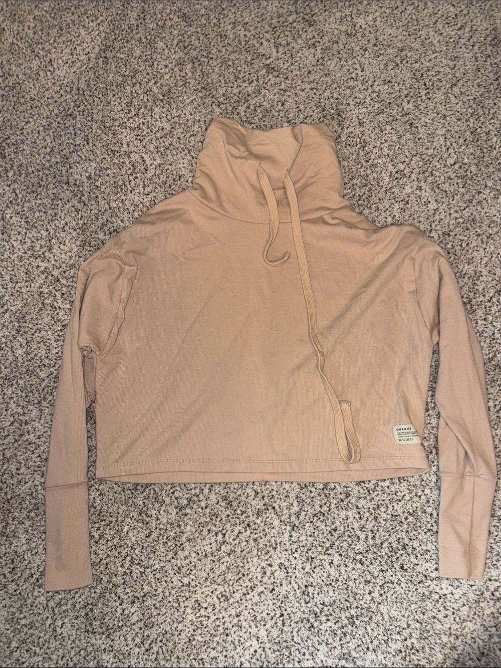 Crop Funnel Neck Sweatshirt in Taupe